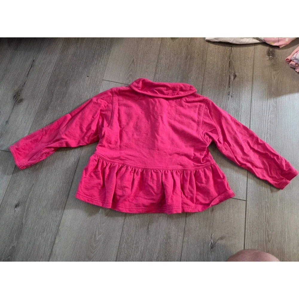 Vintage Gymboree Rainbow Tag 90s Pink Embroidered Coat Button Shirt Girls Large